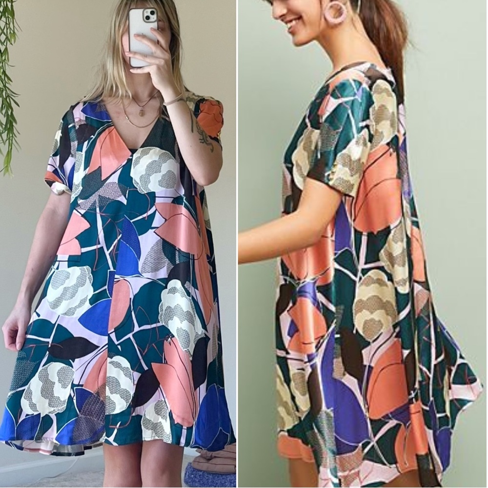 Anthropologie Corey Lynn Calter Geometric Tunic Satin Dress